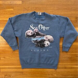 VINTAGE Sea Otter ALASKA Graphic Sweatshirt in Dusty Blue